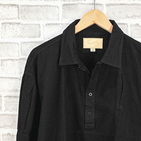 Scully Men's Banded Sleeve Old West Shirt in Black Peruvian Cotton size XL - Picture 6 of 9